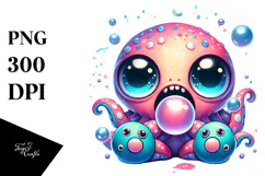 Chibi Kraken with Monster Slippers PNG Product Image 1