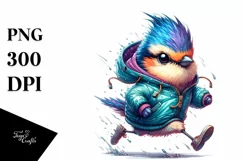Running Baby Bird in Watercolor PNG Product Image 1