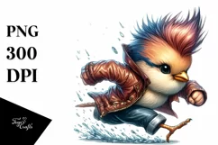 Running Baby Bird in Watercolor PNG Product Image 3