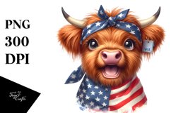 Excited Highland Cow Portrait Sublimation Clipart Product Image 1