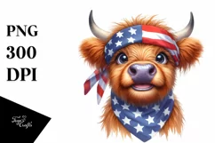 Excited Highland Cow Portrait Sublimation Clipart Product Image 1