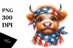 Excited Highland Cow Portrait Sublimation Clipart Product Image 1