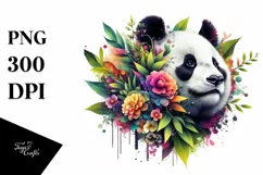 Abstract Vibrant Watercolor Panda PNG Product Image 1