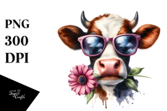 Enthusiastic Cow with Sunglasses, Bright PNG Product Image 1