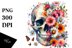 Colorful Flower Skull, PNG Product Image 1