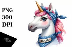 Unique Unicorn Portrait with Bandana | Sublimation | Clipart Product Image 1