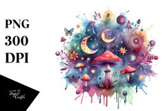 Magical Celestial Mushroom | Sublimation Clipart Product Image 1