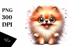 Funny Crazy Watercolor Pomeranian | Clipart Product Image 3
