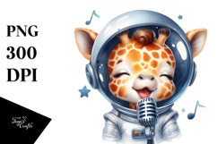 Energetic Giraffe with Astronaut Helmet PNG Product Image 1
