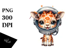 Energetic Giraffe with Astronaut Helmet PNG Product Image 1