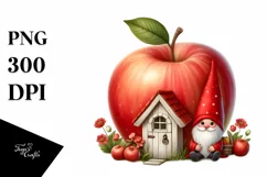 Gnome in Front of Apple House | Clipart Product Image 1