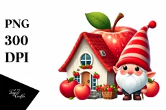 Gnome in Front of Apple House | Clipart Product Image 1