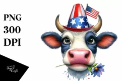 Party Hat Cow Portrait Wearing | Sublimation | Clipart Product Image 1