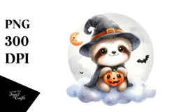 Cute Baby Sloth Halloween PNG Product Image 1