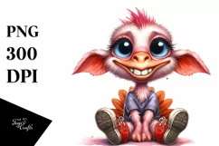 Funny Baby Turkey Goat | Watercolor Clipart Product Image 1