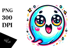 Colorful Baby Ghost Doodle PNG Product Image 1