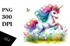 Watercolor Baby Unicorn Sprinkling Tea PNG Product Image 3
