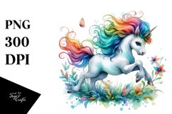 Watercolor Baby Unicorn Sprinkling Tea PNG Product Image 1