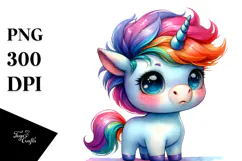 Cute Baby Unicorn Big-Eyes PNG Product Image 1