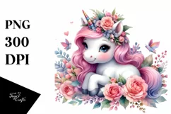Baby Unicorn Watercolor Painting Product Image 3