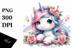 Baby Unicorn Watercolor Painting Product Image 1