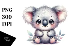 Cute Baby Koala in Digital Watercolor, PNG Product Image 1