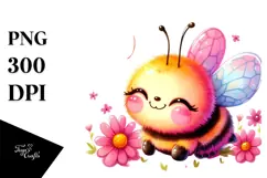 Cute Pink-ish Baby Bee PNG Product Image 1