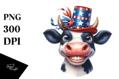 Enthusiastic Cow Portrait Wearing | Sublimation | Clipart Product Image 1