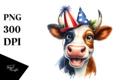 Enthusiastic Cow Portrait Wearing | Sublimation | Clipart Product Image 3