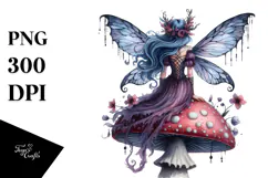 Gothic Fairy on Mushroom PNG Product Image 1
