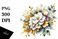 Watercolor Bouquet with Gold Foil Clipart Product Image 3
