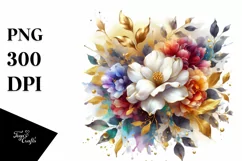 Watercolor Bouquet with Gold Foil Clipart Product Image 3
