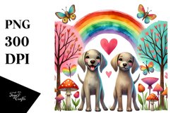 Cute Rainbow Trees Heart Tails Dog PNG Product Image 1