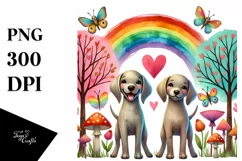 Cute Rainbow Trees Heart Tails Dog PNG Product Image 1