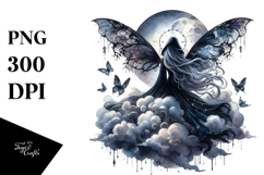 Gothic Fairy on Cloud Watercolor PNG Product Image 1