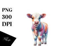 Watercolor Baby Cow Provencal Town PNG Product Image 3