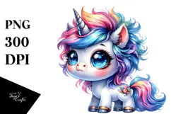 Cute Baby Unicorn in Style PNG Product Image 1