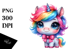 Cute Unicorn with Retro Haircut PNG Product Image 1