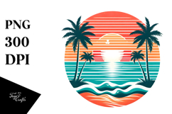 Retro Tropical Beach Sunset PNG Product Image 1