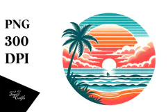 Tropical Beach Sunset Tshirt Design PNG Product Image 1