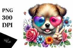 Colorful Heart Sunglasses Art PNG Product Image 1
