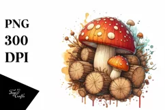Detailed Wooden Mushroom PNG Product Image 1