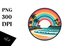 Vintage Beach Rainbow Clipart PNG Product Image 1