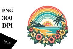 Vintage Tropical Beach Rainbow, Clipart Product Image 1