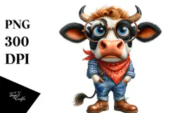 es-wearing Cow PNG Product Image 1
