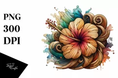 Wooden Stained Hibiscus Made of Material | Sublimation Product Image 1