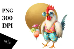 Funky Chicken in Beachwear, PNG Product Image 1