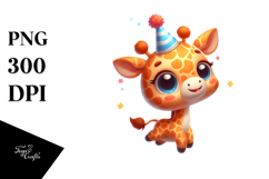 Goofy Giraffe with Party Hat PNG Product Image 1