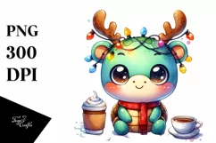 Baby Turtle with Reindeer Horns PNG Product Image 3