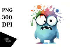 Funny Simple Monster Watercolor PNG Product Image 1